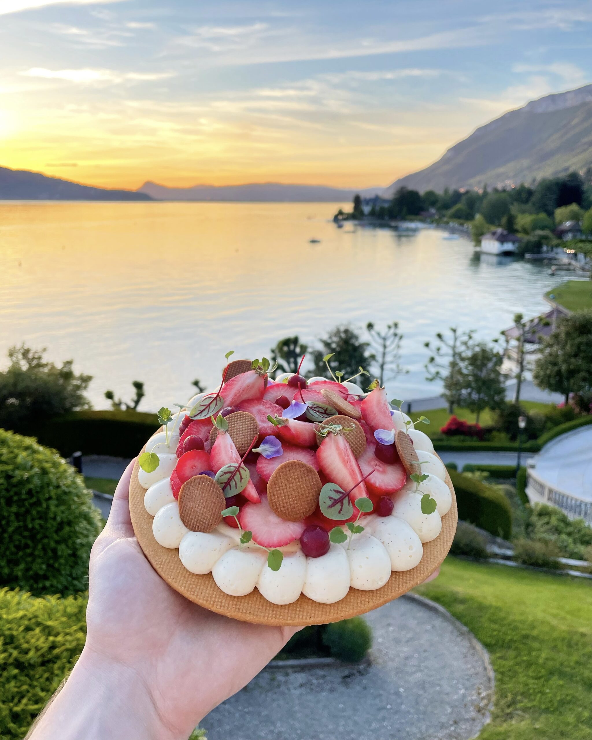 tarte multi fruits et coucher de soleil